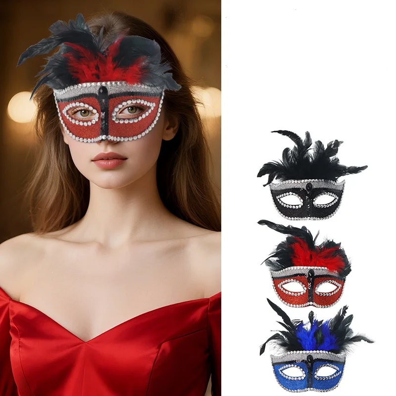 

Feather Mask Plastic Half Face Mask Halloween Masquerade Mask Comfortable For Cosplay Events Christmas Easter