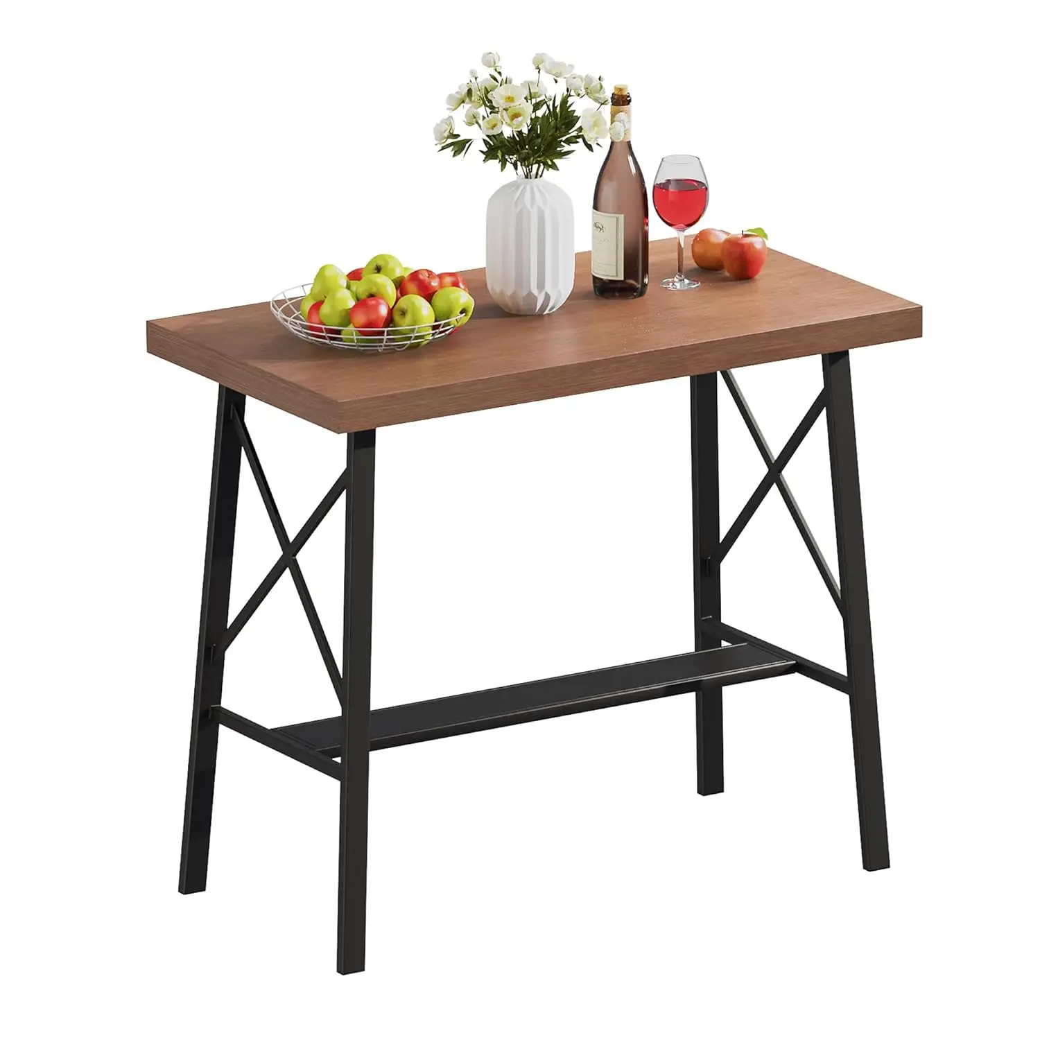 

40.5" Wide Counter Height Outdoor Bar Table Rectangle Patio Walnut for Porch Balcony Backyard, Customized