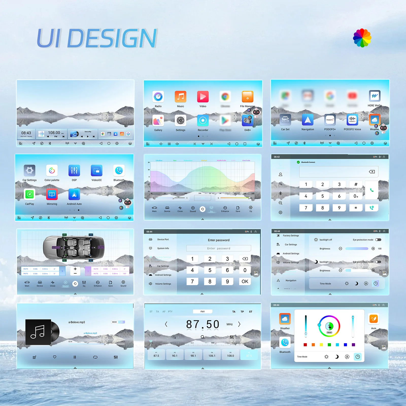 Podofo 2Din 4+64G Android Autoradio Snapdragon 8-Kern Universelles Intelligentes Autosystem Carplay Android Auto GPS WLAN Mirror Link – Detail 20