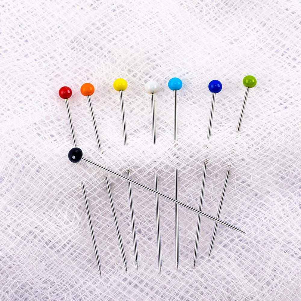 100PCS Colored Ball Glass Heads Sewing Pins 1.5inch Straight Pins Quilting Pins Fabric Pins for Crafts Dressmaker DIY Decoration