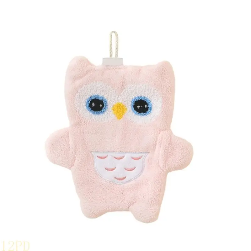 12PD Cartoon Animal Hand Towel with Hanging Loop Handkerchief Super Absorbent Kitchen Bathroom Kid Cleaning Towel Dishcloth