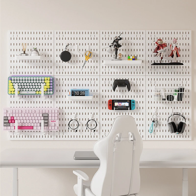 Gaming Pegboard Wall Organizer Set Display Shelf Keyboard Holder Headphone Hanger Controller Stand Storage Panel Gamer Gift