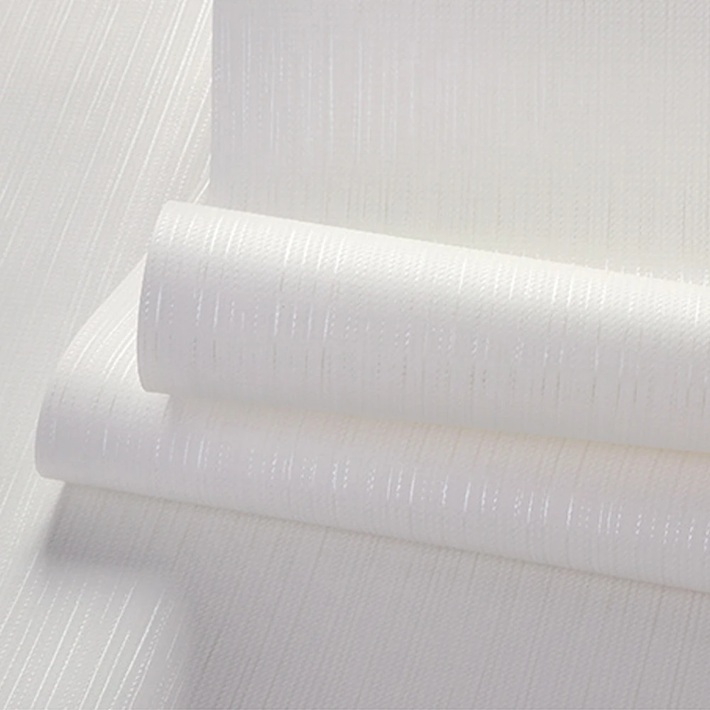 

Non-Woven Light Luxury White Stripes Wallpaper Plain Linen Striped Wallpaper Living Room Bedroom Flax Wallcovering Pure Color