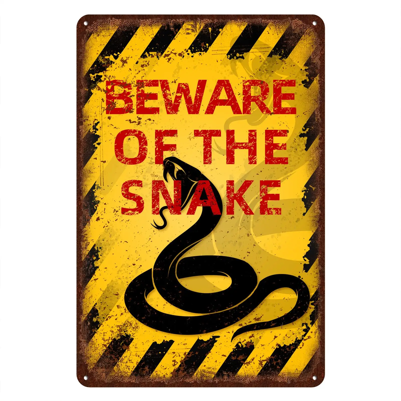 Vintage Snake Metal Sign Beware of Snake Aluminum Sign Funny Beware Animal Decor 12