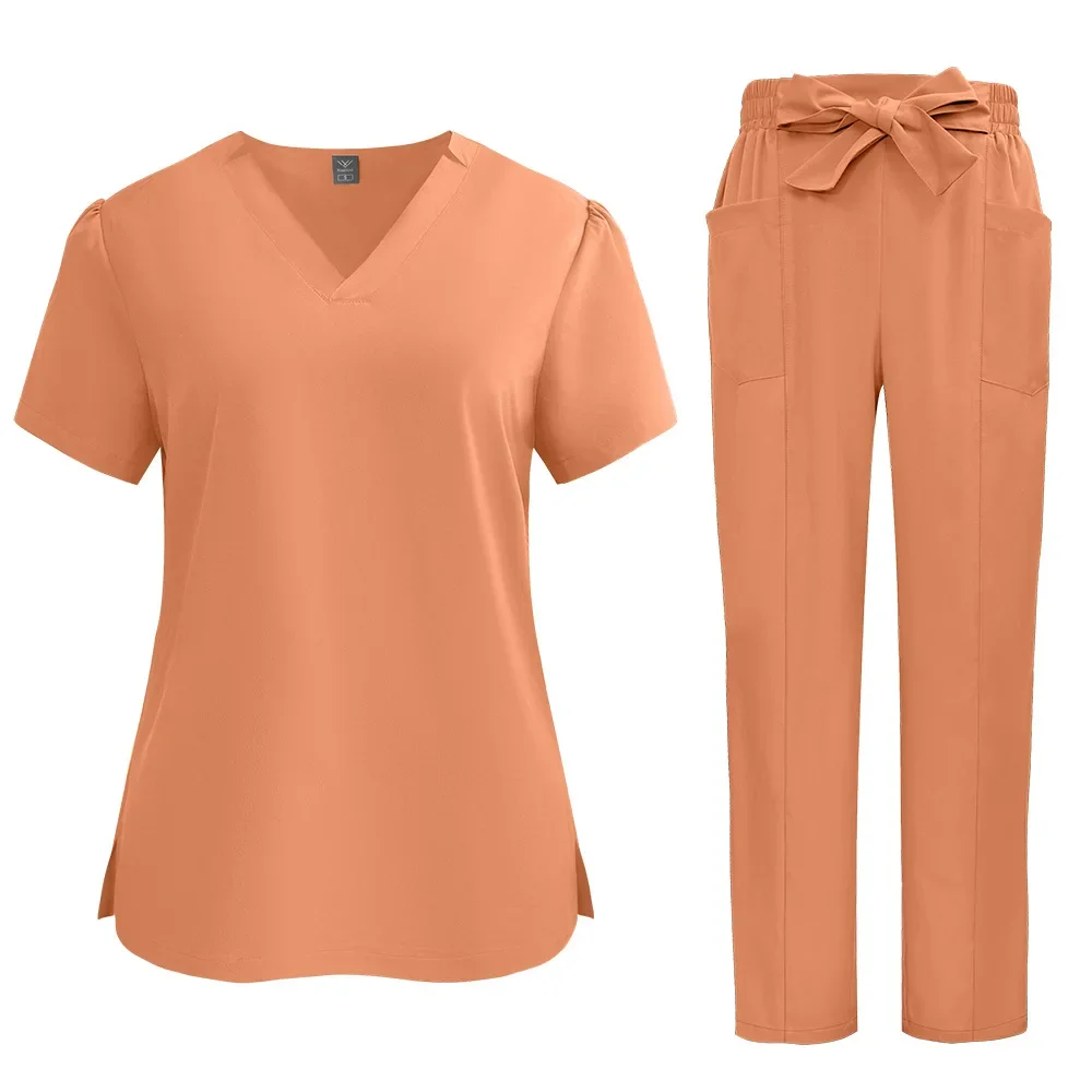 Uniforme SPA da donna ad asciugatura rapida - Abito da allattamento con nodo a farfalla per ospedale, salone di bellezza e clinica