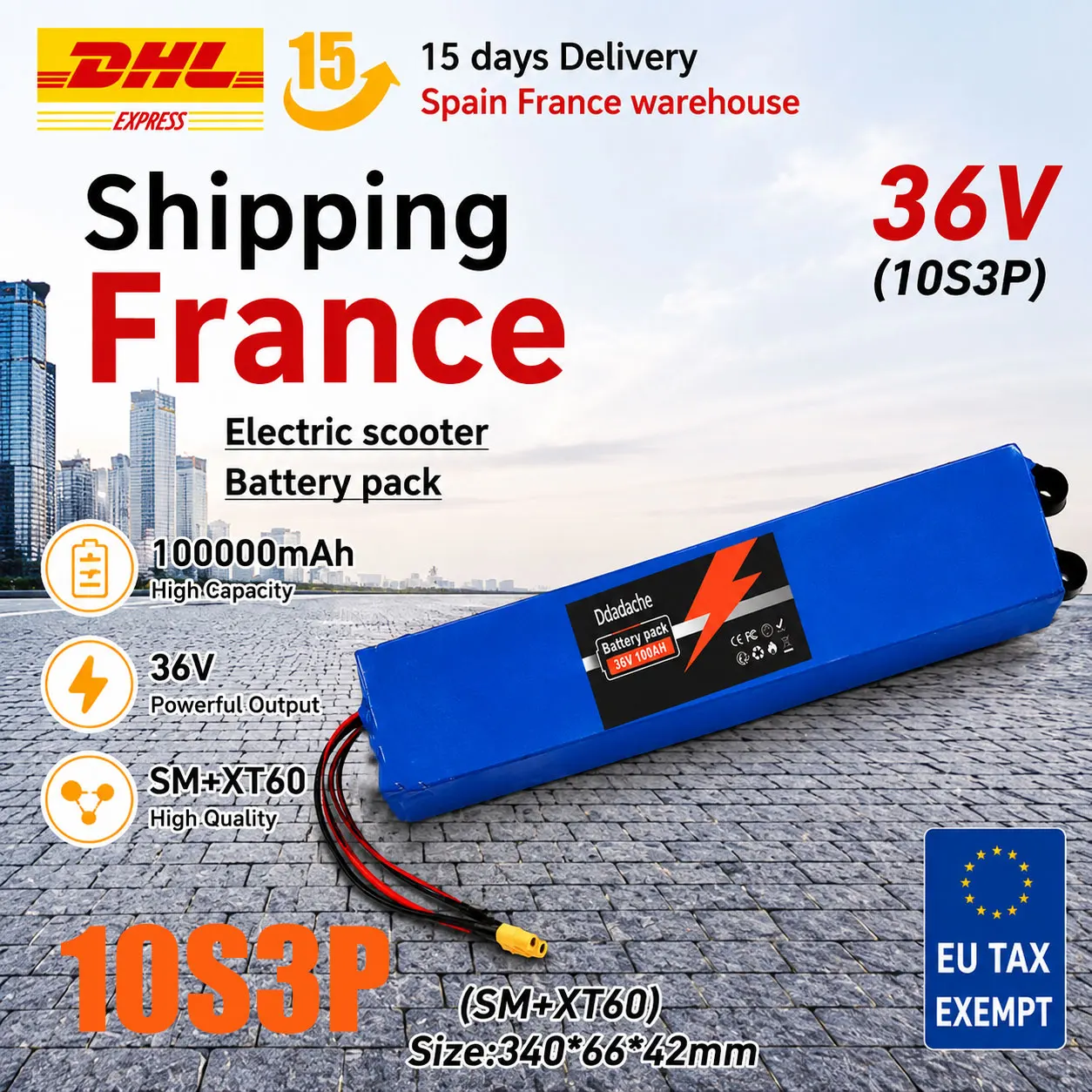 Image of 36V 10S3P 18650 Lithium-Akku-Pack 500W Hochleistungsakku Hochwertiger Akku-Pack für M365 BMS DIY 42V Versand Polen