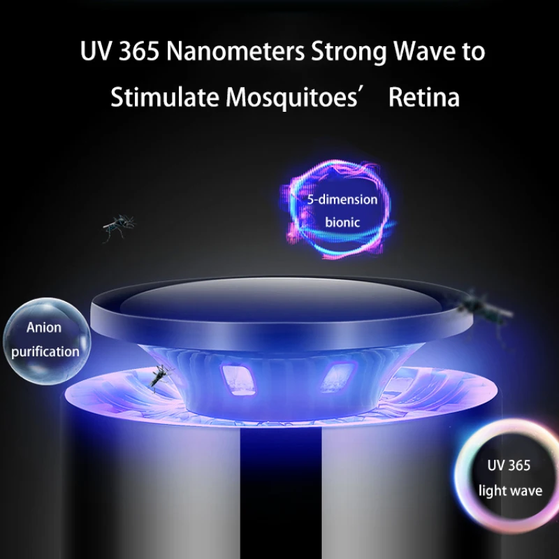 Photocatalytic Mosquito Trap 365nm UV Bug Vacuum Ultra-Quiet Fan Suction USB Rechargeable Indoor Killer for Home Office Dorm view 4