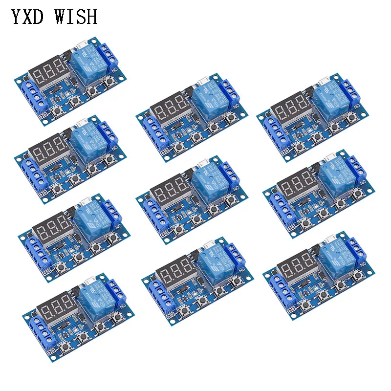 10pcs DC 5V 12V 24V LED Light Digital Time Delay Relay Trigger Cycle Timer Delays Switch Circuit Board Timing Control Module