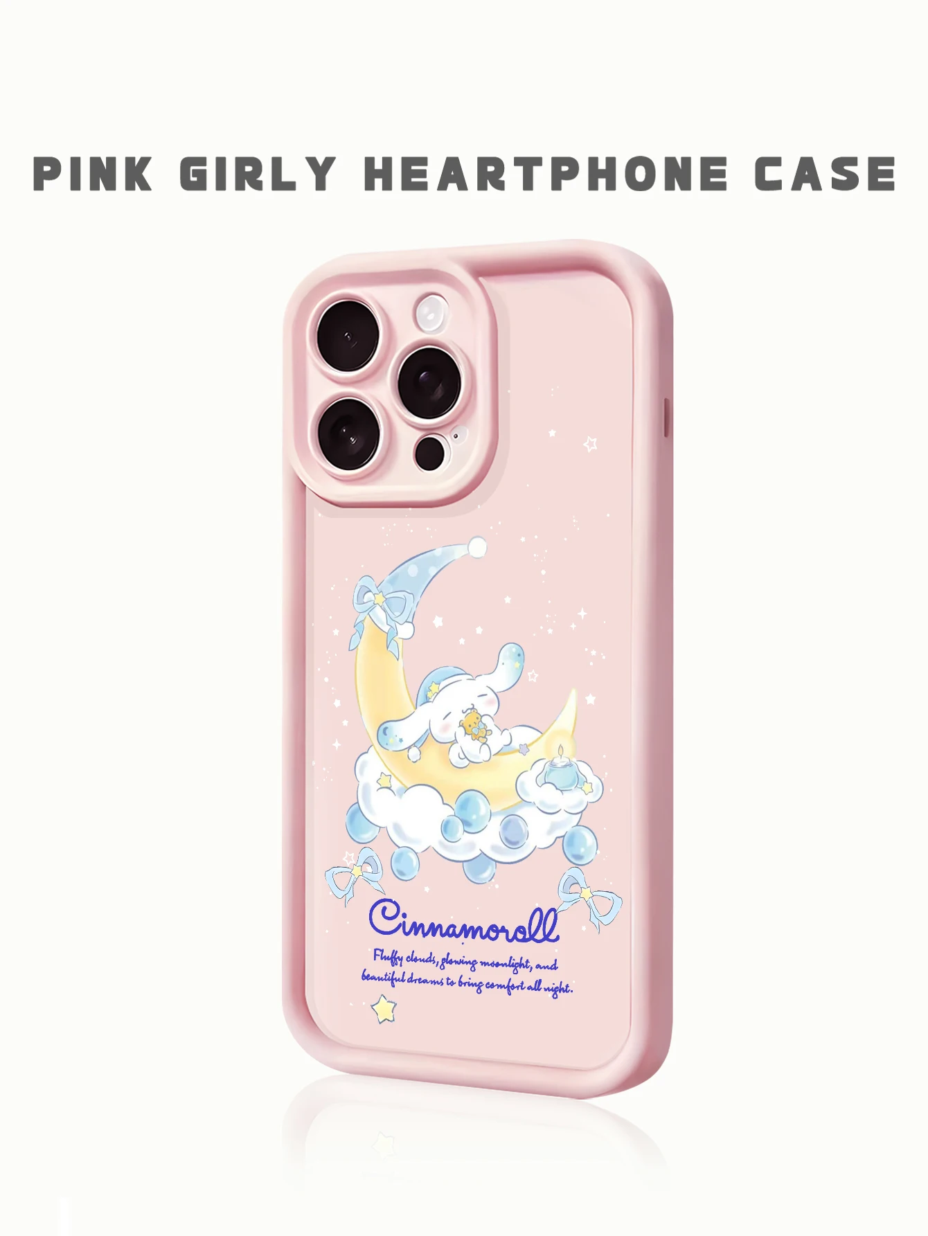 

Dreamy Cinnamoroll Moonlight Phone Case - Pink Girly Sanrio Design, Shockproof Cover for Girls
