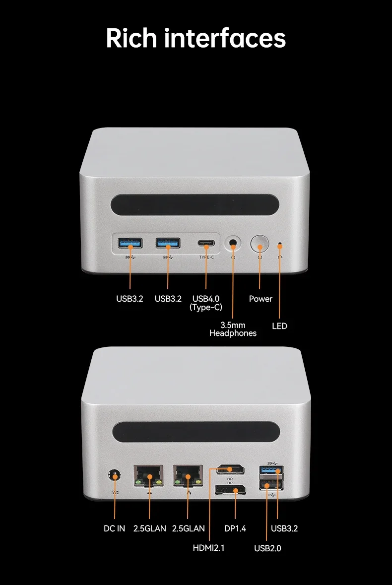 BEBEPC MINI PC R7 8845HS 2LAN DDR5 M.2 2280 PCIe SSD*2 up to 2TB * 2  WiFi6 RTL8852BE-CG BT 5.2 win10 win11 COMPUTER