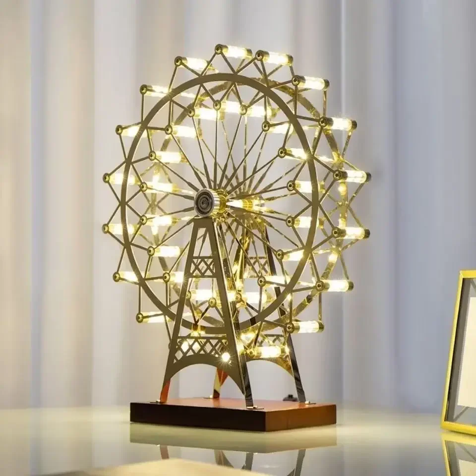 Ferris Wheel Desk Lamp Rotating Model Ornament Office Tea Room Internet Famous Restaurant Desktop Decoration Lamp Bedroom Table