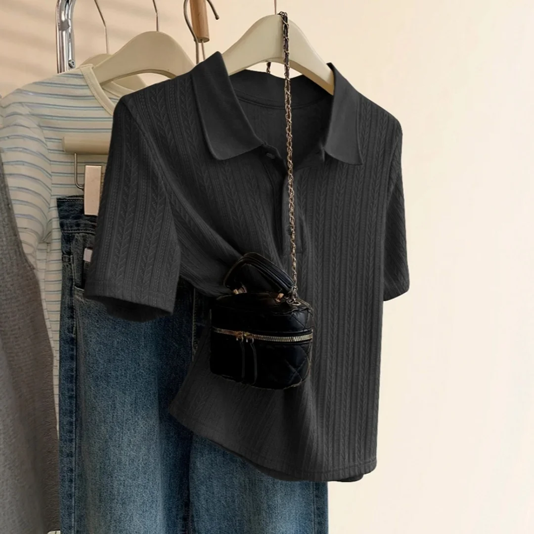 Odzież damska Nowy sweter z dzianiny z kołnierzykiem, damskie pulowery, swetry, sweter z krótkim rękawem, sweter dzianinowy, pulower, damskie topy Q2532