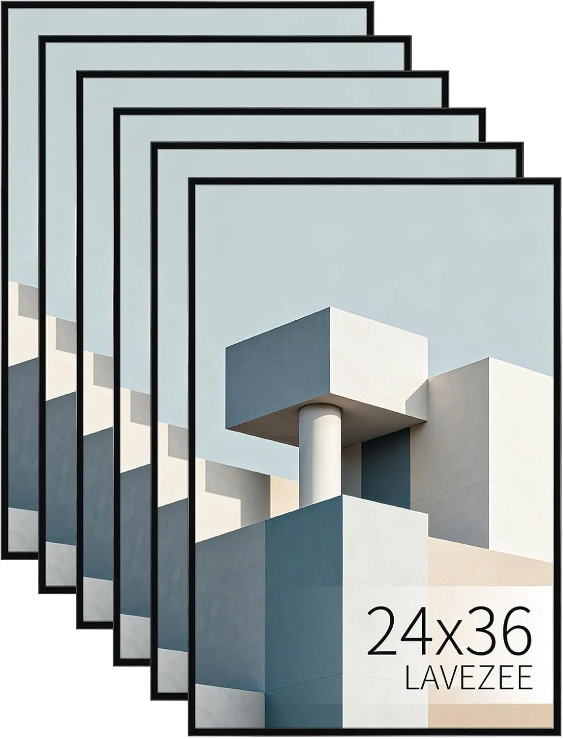 

6-Pack Lightweight Poster Frames for 24x36 Inch Photos, Artwork Display on Wall