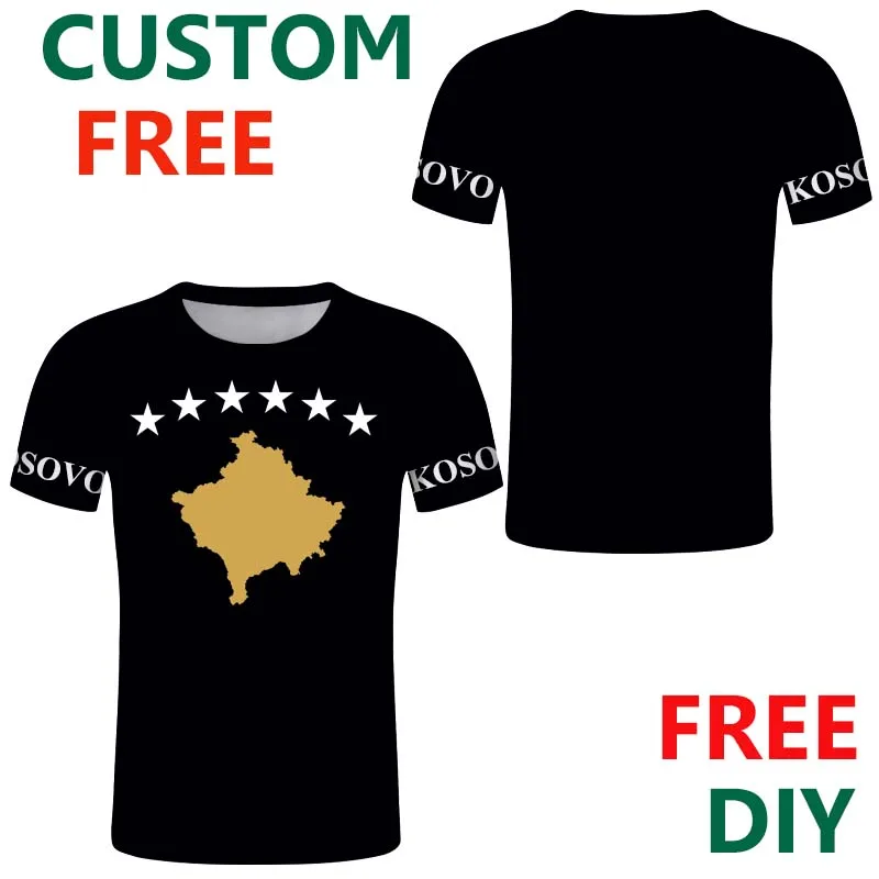 Kosovo Free Custom Male T Shirt Serbia Custom Emblem Albania T Shirt Black Young Man Casual Tee Solid Color Jersey