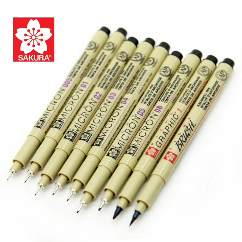 Pigma Micron Stift Neelde Weichen Pinsel Zeichnung Pen-Set Pinsel Kunst Marker