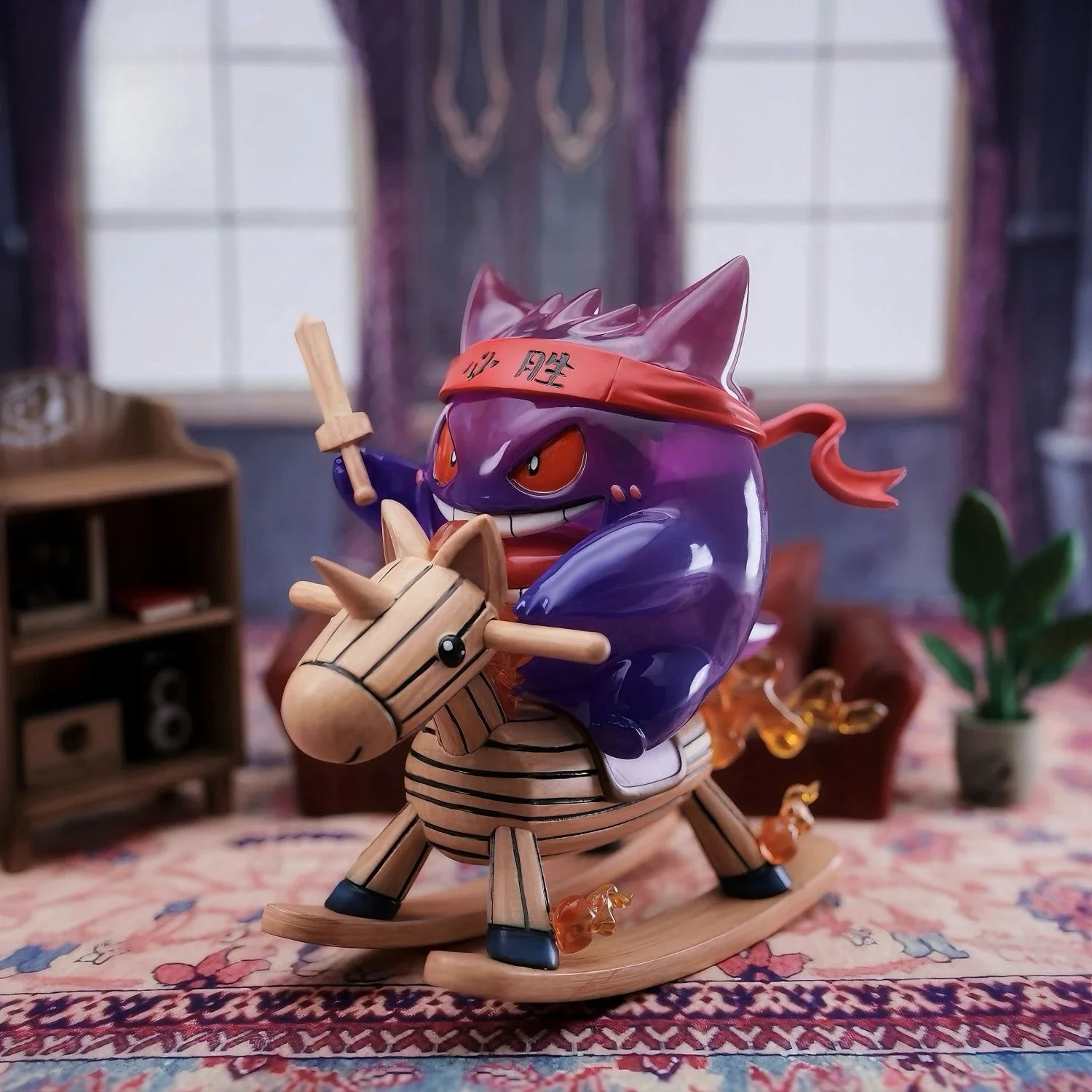 ポケモンアニメフィギュアゲンガー置物ロッキングホース像サイコクワクエクトプラズマモデルファンのためのデスク装飾ギフトおもちゃ