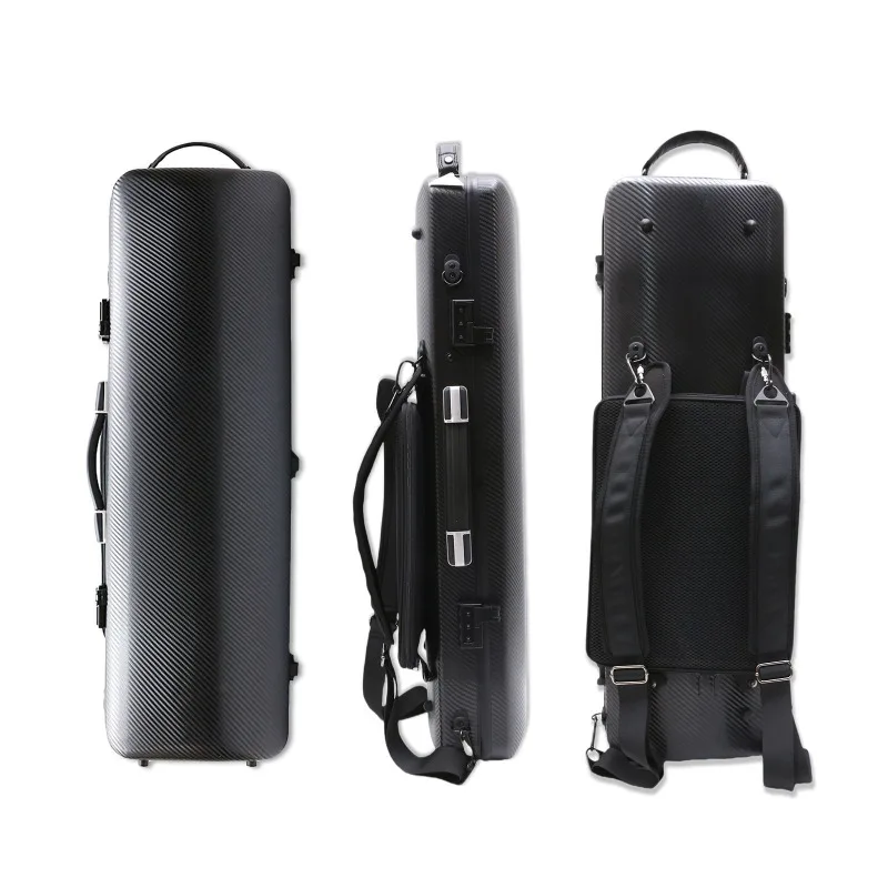 Carbon fiber high-grade violin case, high-grade combination lock, lightweight double shoulder strap, black striped