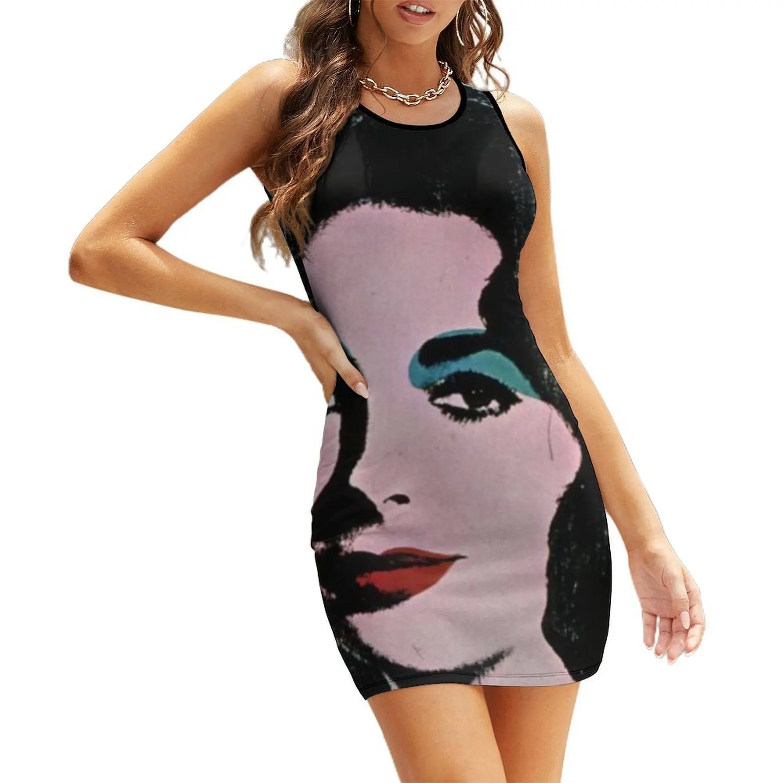 

andy warhol digital painting for sale Sleeveless Sundress Beachwear womans clothing Dance dresses summer clothes
