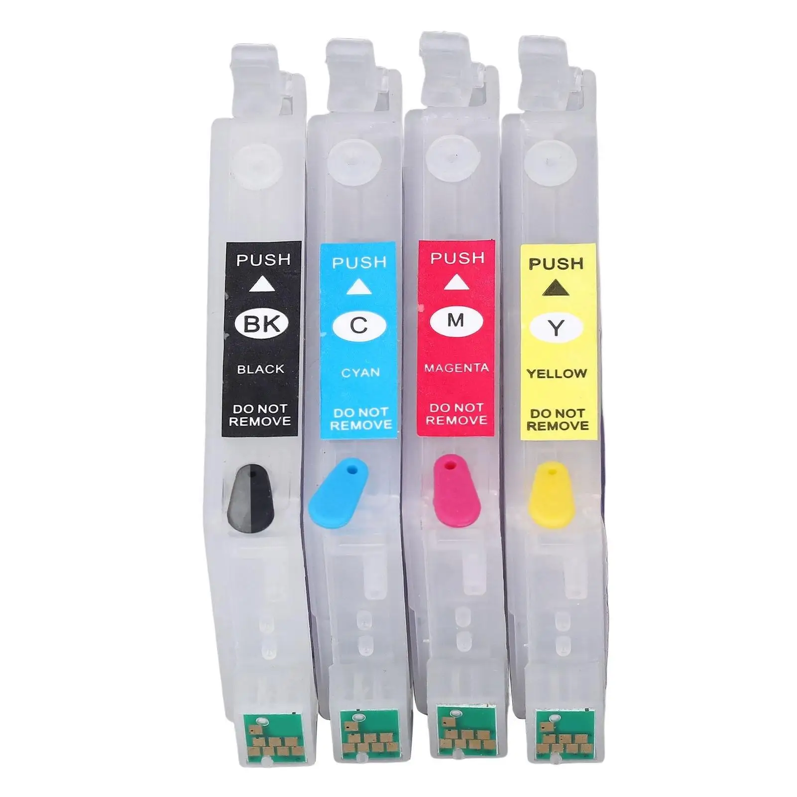 

Reusable PP Ink Cartridge Set 4 Colors BK CMY with Permanent Chip Compatible with Printers Economic Printing Solution