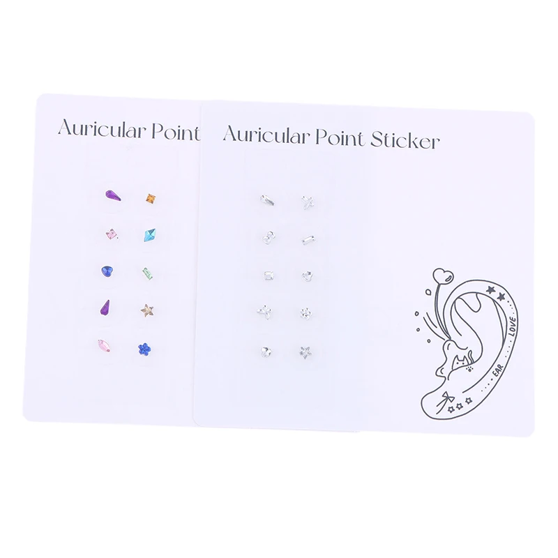 10 قطعة حجر الراين الموضة الغريبة الملونة الماس الأذن نقطة ملصقات الأذن ضغط عصا الوخز بالإبر الأذن الأذن ملصق تدليك