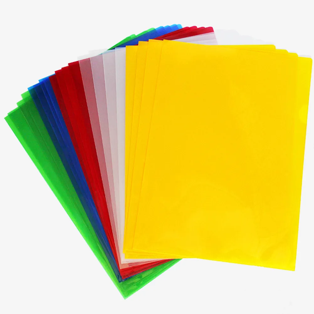 

20Pcs File Folder Clear Transparent A4 L Shape Document Expanding Wallet Convenient Organizing Holder Office School Storage