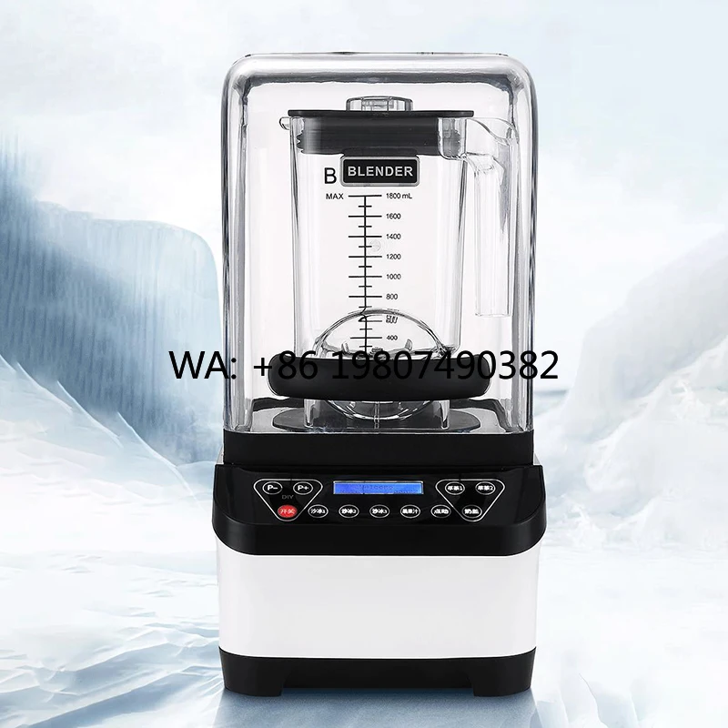 

Commercial Smoothie Blender with Soundproof Cover, Automatic Fruit Juicer Mixer for Hotel and Canteen Use