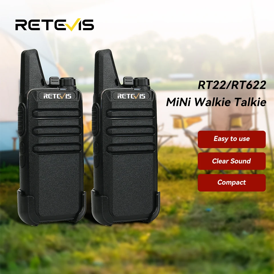 RETEVIS 2 Stück Mini-Walkie-Talkie PMR 446 tragbares Zwei-Wege-Radio ht PTT Walkie-Talkies RT622 tragbares Radio für die Jagd, Café RT22