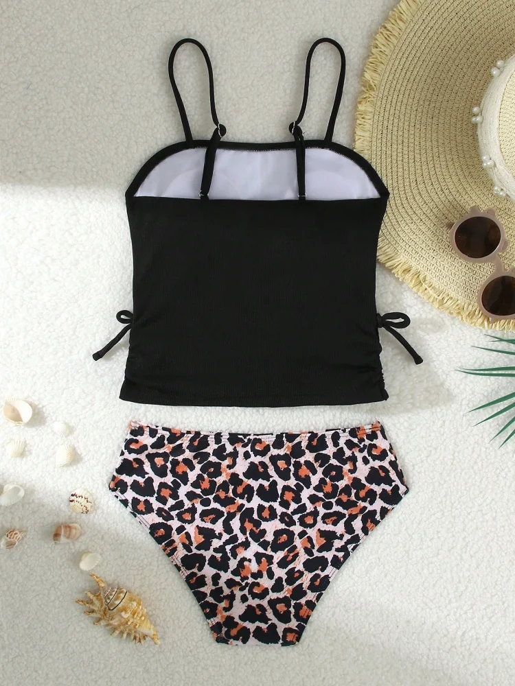 Girls' Swimsuit Bikini 2026 New Black Sling Bikinis Set Children Swimwear Summer High Waist Kids Beachwear Bathing Suit Swimming