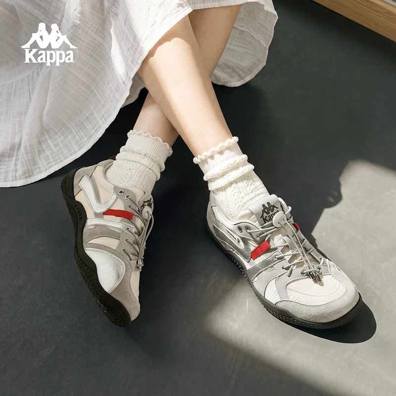 Kappa Retro German Training Shoes for Women, Trendy Color-Blocking Low-Top Flat Casual Sneakers