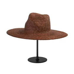 Handmade Natural Wheat Straw Summer Panana Hats Wide Brim Straw Hat for Women Ladies Sun Beach Hat Kentucky Derby Race Fedoras