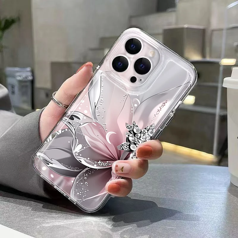 Blumenmuster Bemalte Transparente Kreative Handyhülle für Xiaomi 17 Pro Max 15 14 13 12 Pro 15 14 ULTRA 15 14 13 T Stoßfeste Hülle – Detail 1