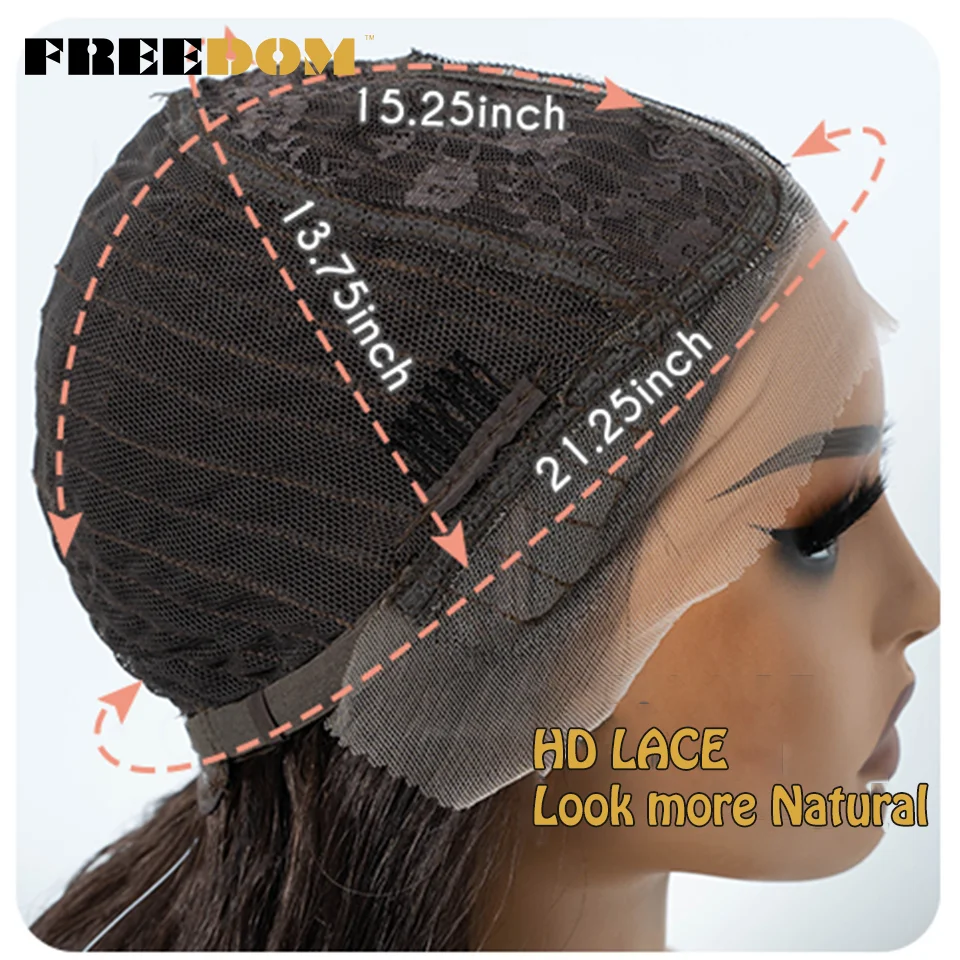 FREEDOM Synthetic Lace Front Wigs For Women 28" Long Body Wave Lace Wig Ombre Brown Blonde Wavy Cosplay Wig Natural Hairline