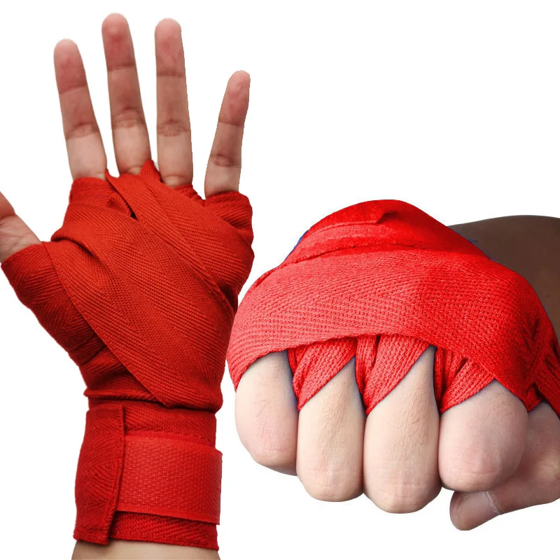 2 قطعة لفافات اليد الملاكمة القطن 5 متر التجفيف السريع شبه مطاطا هوك حلقة تصميم الرياضة يلتف اليد ل كيك بوكسينغ الملاكمة التايلاندية