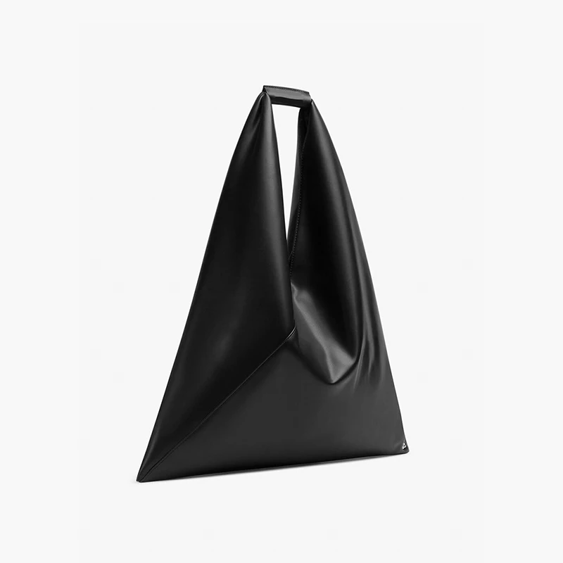 Imagem -04 - Mabula-bolsala Triangular Preta de Couro Genuíno para Mulheres Bolsa Compradora de Luxo Bolsa Hobo Designer Simples Clássica Casual