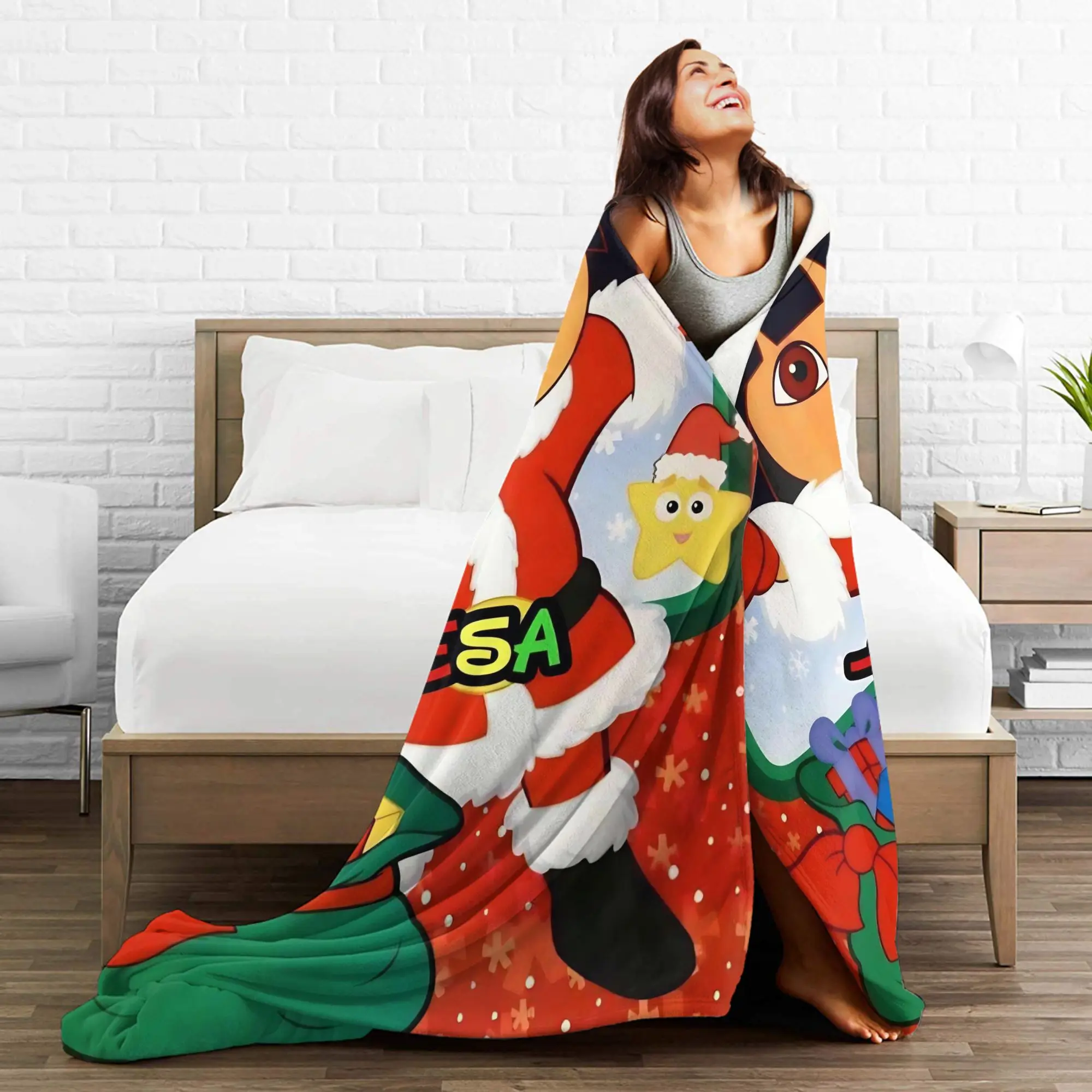 عيد الميلاد دوراس المستكشف المطبوعة الدافئة البطانيات الناعمة أفخم رمي بطانية نمط غرفة نوم الفانيلا المفرش أريكة غطاء سرير #4