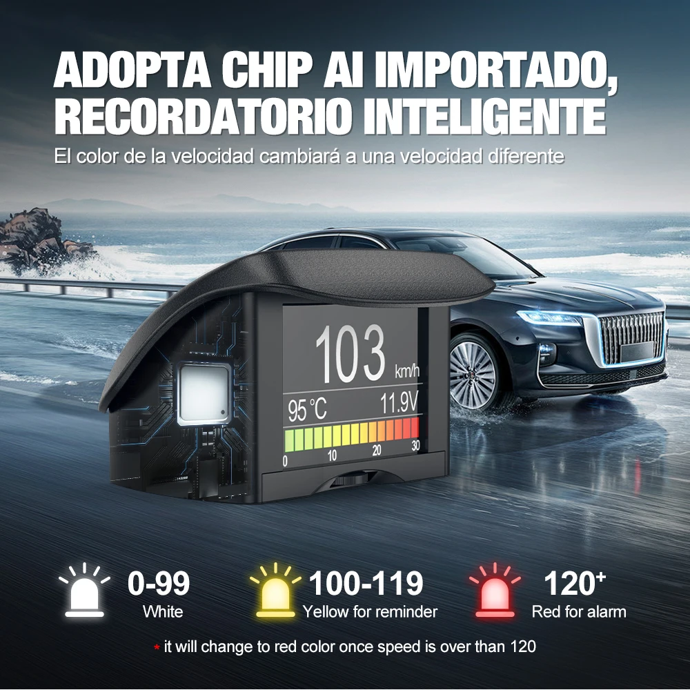 ANCEL A202 OBD2 HUD Car Digital Gauge Display Speed Water Temp Fuel Consumption with Overspeed Alarm Brake Test Code Reader