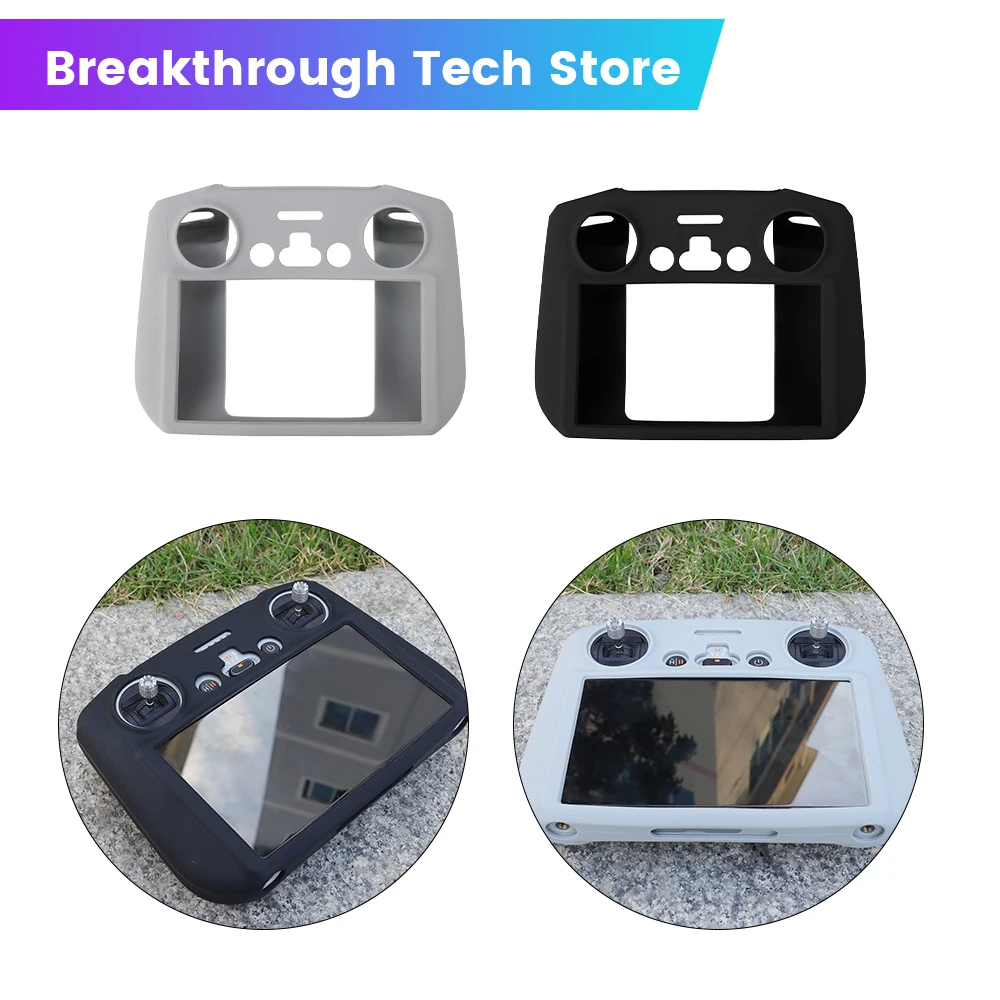 جهاز تحكم عن بعد RC/RC2 مع شاشة حافظة من السيليكون باللون الرمادي لـ DJI Flip/Neo/Mavic 3Pro/Air 3S حافظة واقية للتحكم عن بعد