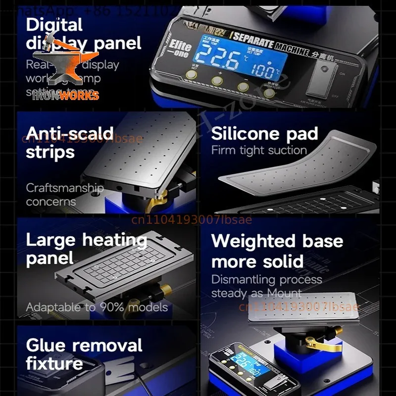 Multi Function Rotary Separator 360, Heating Platform for Straight Curved Folding Phone Screen Separation