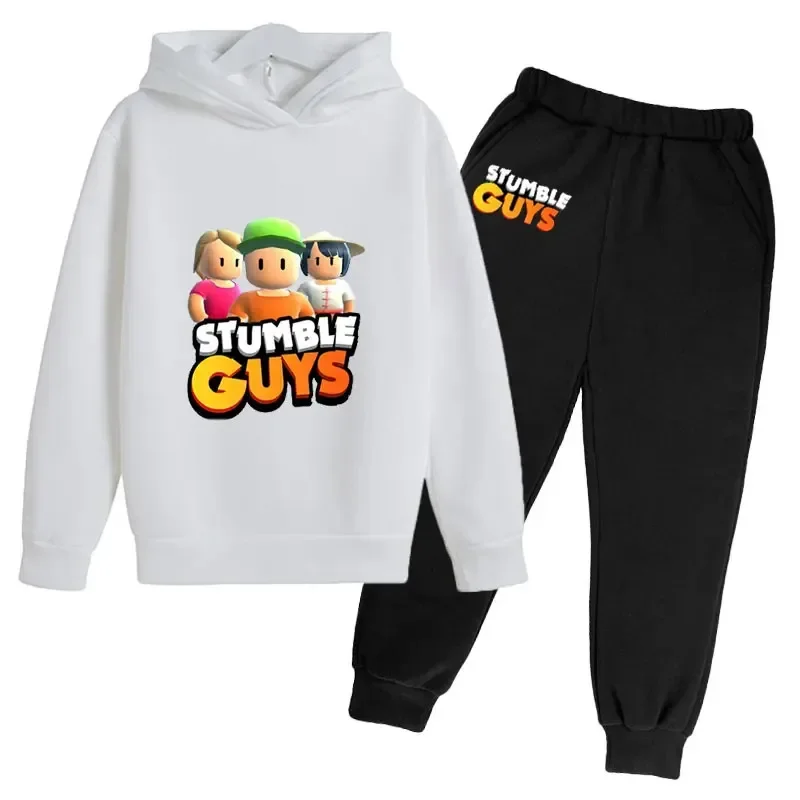 New Autumn Games Stumble Guys Tracuit Boy Cartoon Children's Clothing Hooded Stumbleguys For Baby Boys Outfits Sets