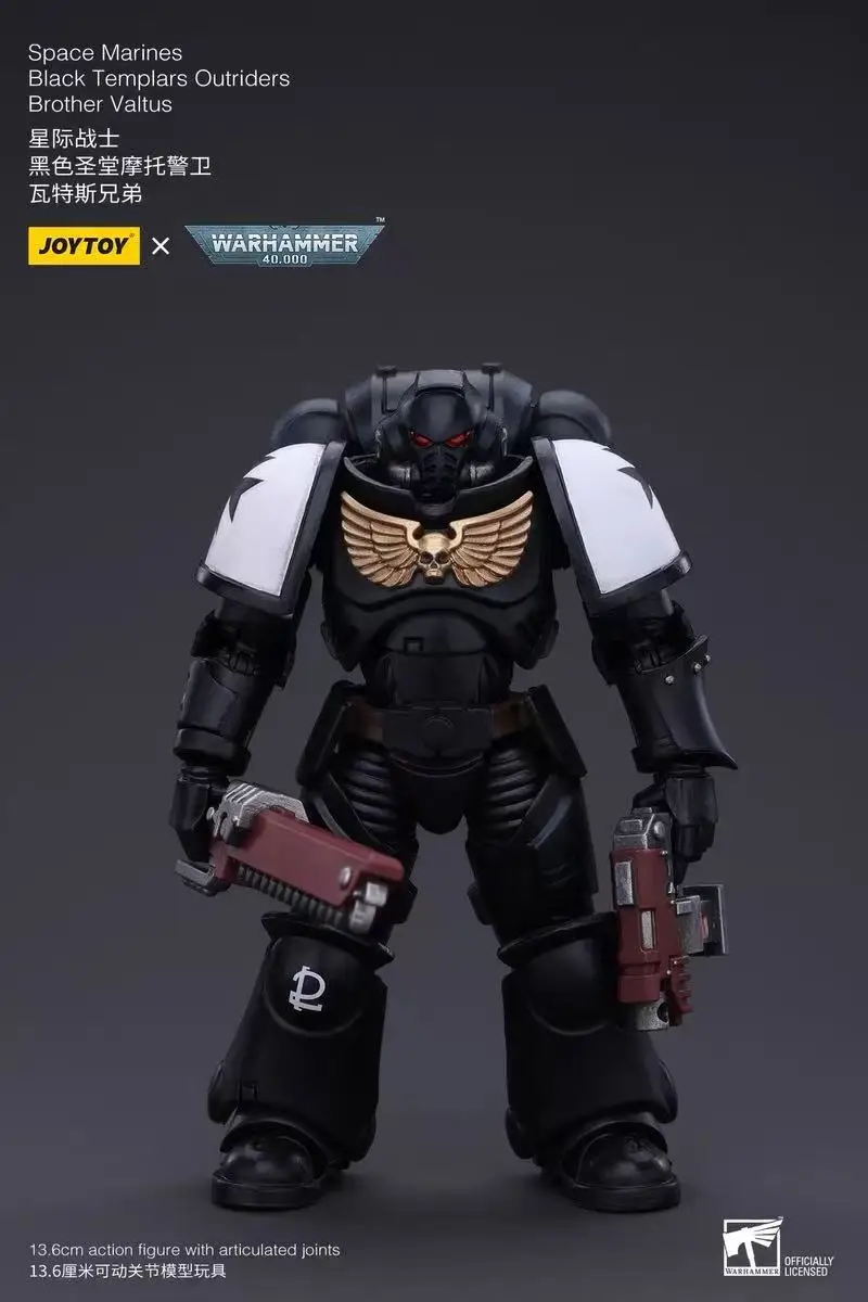 

JOYTOY Warhammer 40K 1/18 Action Figure Space Marines Black Templars Outriders Brother Valtus Anime Military Model Toy