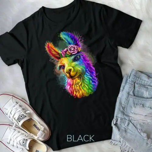 

Cute Llama Mom For Llama lovers Colorful Art Llama T-Shirt Unisex T-shirt