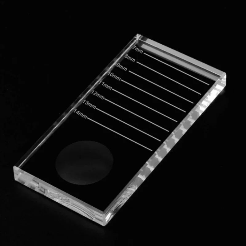 2 in 1 with Tick Mark Rectangle Crystal Glass False Eyelashes Stand Pad Glue Pallet Adhesive Holder