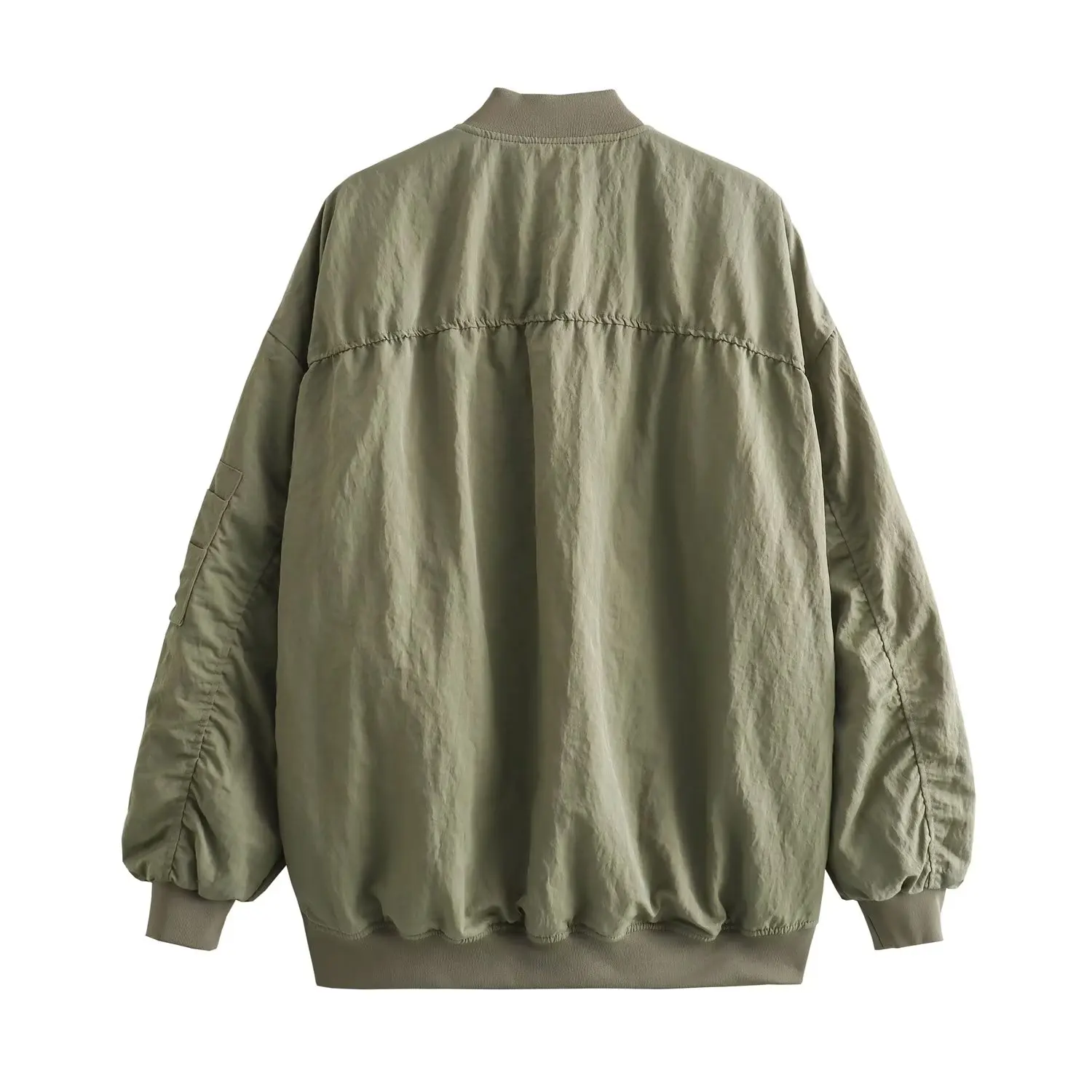 

Withered Autumn American Retro Fashion Bomber Jacket Boyfirned Military Green Loose Coat For Women