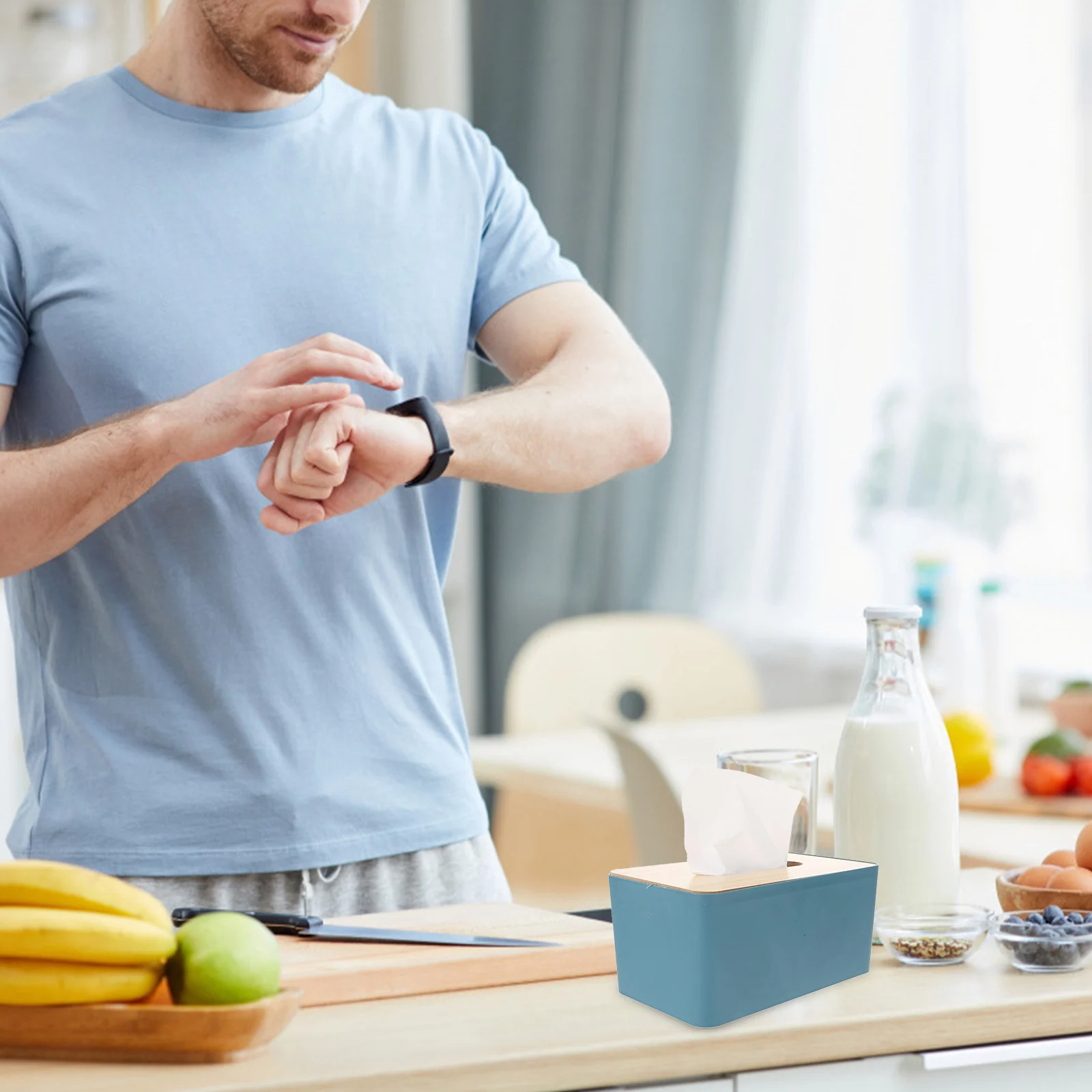 

1Pcs Tissue Container Wooden Lid Simple Tissue Box Home Bathroom Office Decor Waterproof Easy to Replace