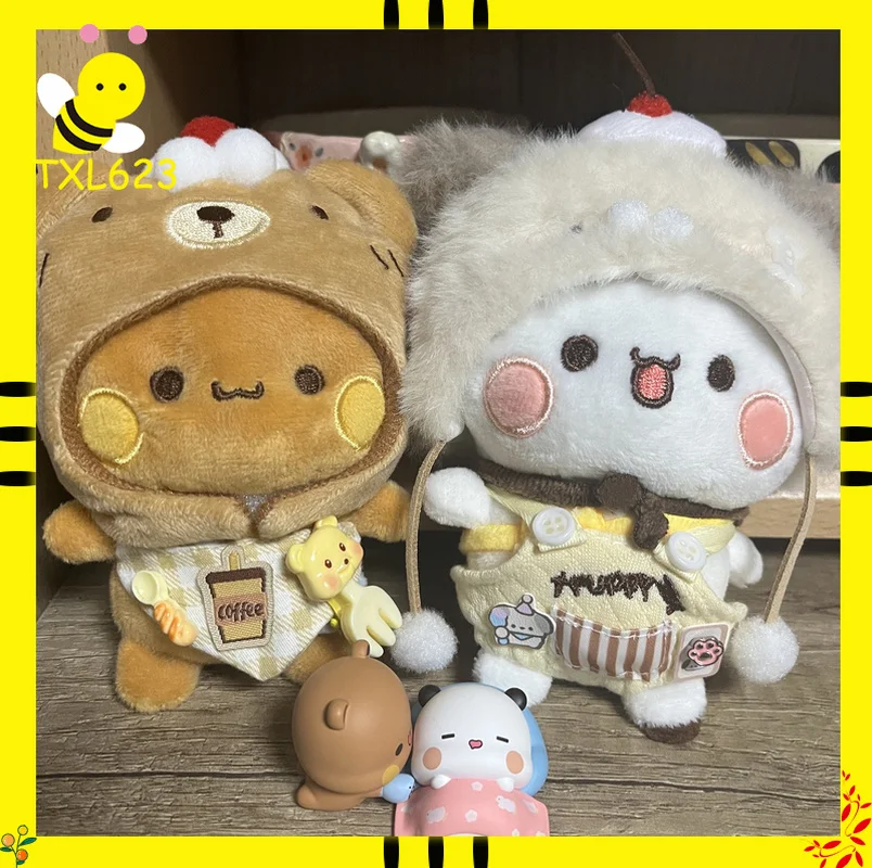

10cm Bubu And Yier Panda Plush Doll Suit Soft Anime Toy Kawaii Cartoon Fluffy Bear Bag Car Key Pendant Decoration Couple Gift