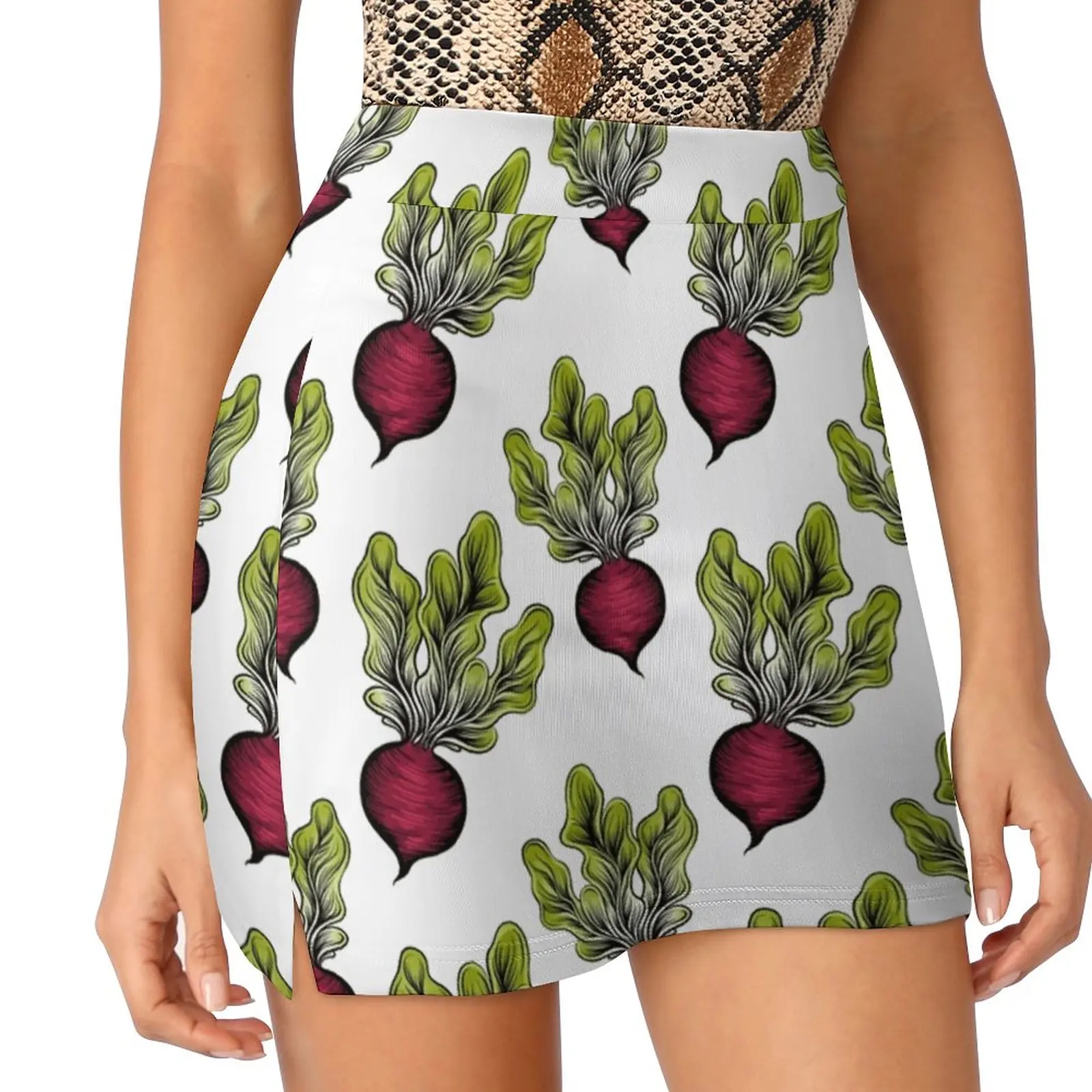 Beets Are Best Korean Fashion Skirt Summer Skirts For Women Light Proof Trouser Skirt Beets Vegetables Patterns Veggies Veggie