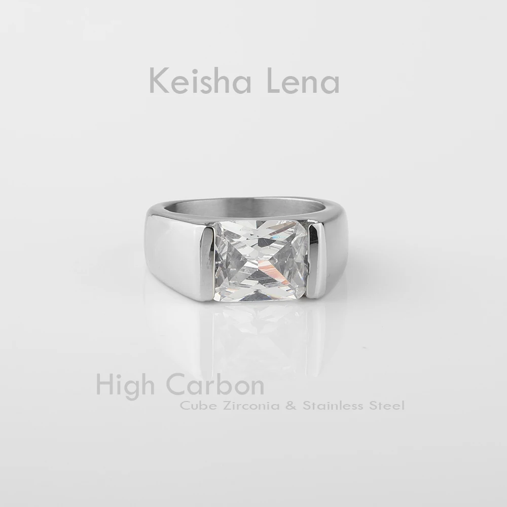 Keisha Lena Channel Setting High Carbon Zircon Stone Wedding Ring for Women Man Silver Plated Engagement Jewelry  Dropshipping