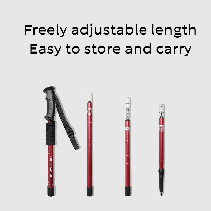 Aluminium Alloy Teleskopic Stick Outdoor Trekking Poles Retractable Hiking Walking Stick Collapsible Lightweight Hiking Staff