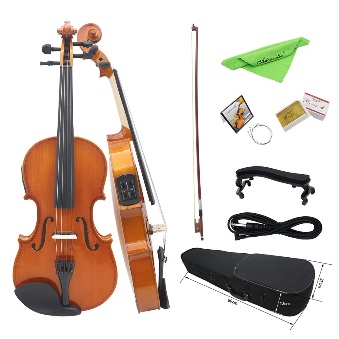 Astonvilla 4/4 Electroacoustic Violin EQ Electric Violin Set Maple