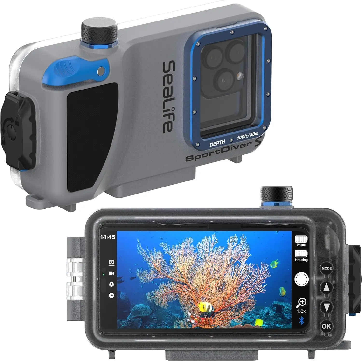 

Scuba Housing – Dive to 100', Waterproof Photography, Easy Camera Controls, with Leak Alarms, Fits iPhones and Most Smartphones